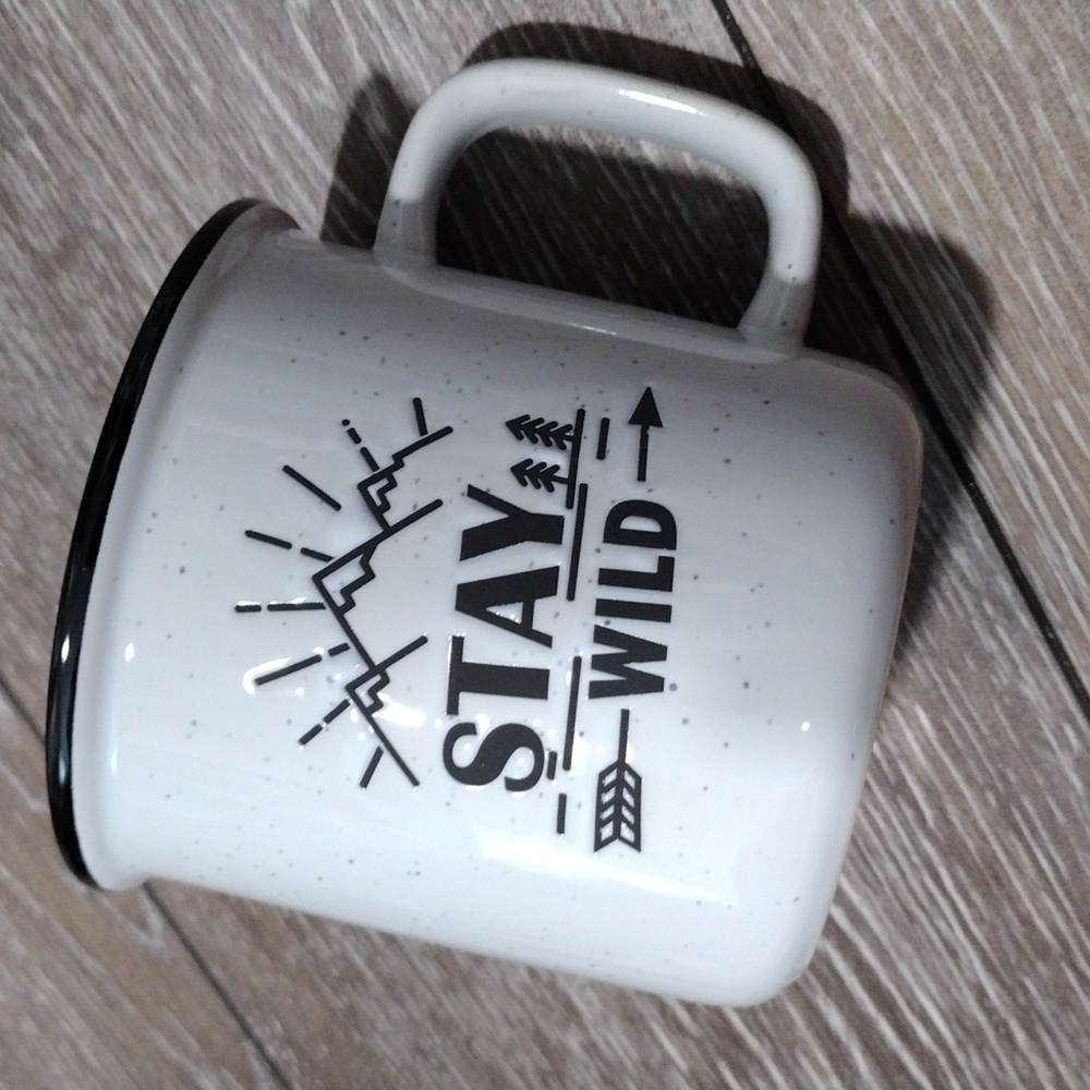 Members Mark Stay Wild black and white mug. NWOT.
